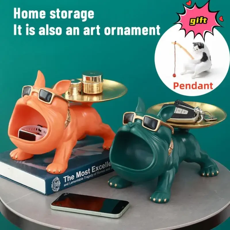 

Resin Statue Living Room Decor Dog Sculpture Table Tray Ornaments French Bulldog Figurine For Home Desk Decoration