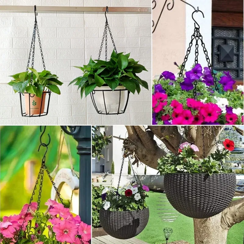 4/1Pcs Hanging Baskets Chains with Hooks Flower Plant Pot Hanger Chain Rattan Hanging Pendant Chain Grow Tool Garden Decorations plant hanger