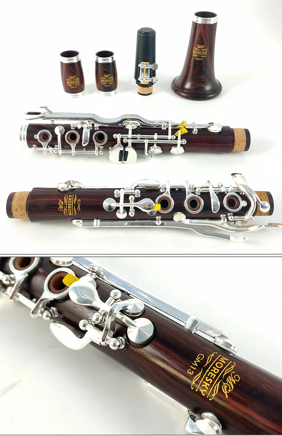 MORESKY Klarinette Oehler Ebony/Grenadilla Bb 20-Tasten Türkisches Cocobolo/Mopane Wood Sib GM13 – Detail 6
