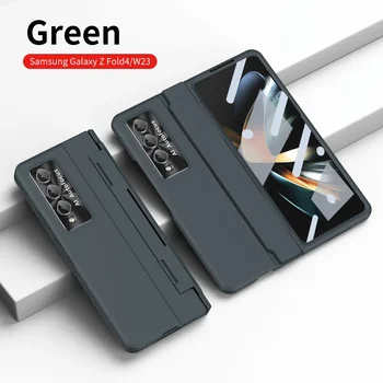 갤럭시 Z 폴드 4 커버 레벨링 힌지 360 풀 케이스, 삼성 갤럭시 Z 폴드 3 4 5 5G 케이스, 전면 스크린 유리 필름 케이스
