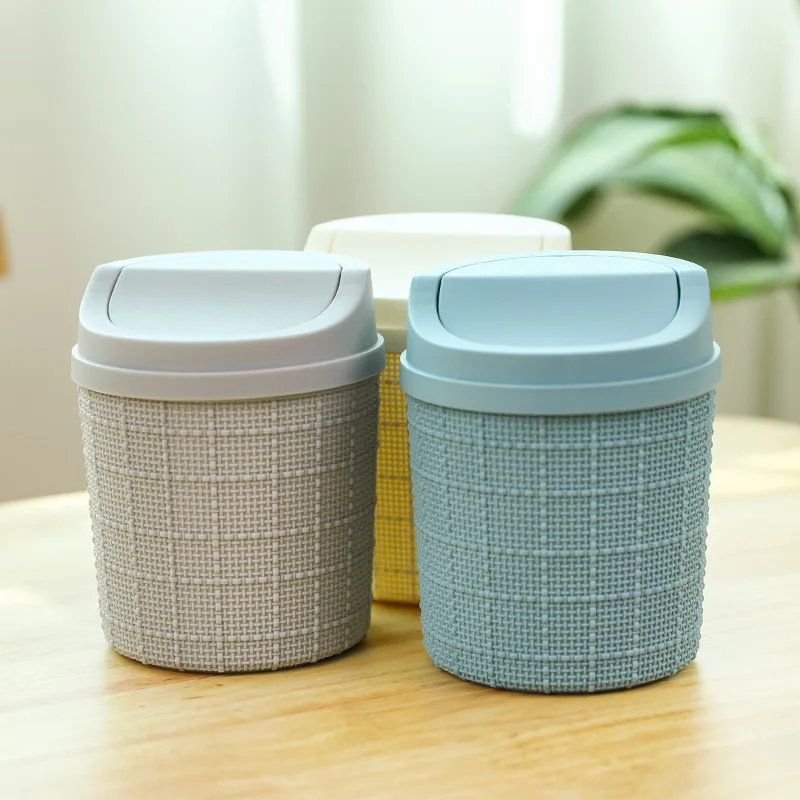 1Pc New Mini Desktop Waste Bin Small Trash Can Household with Bins Desk Storage Bucket Office