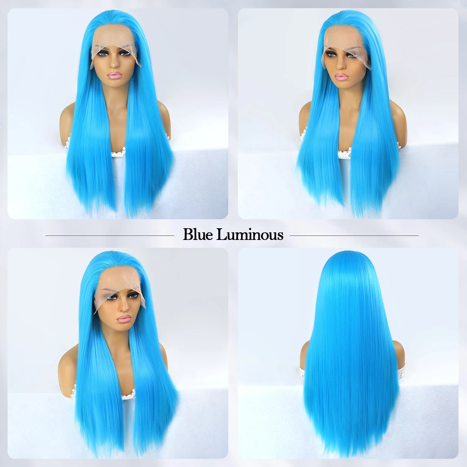 Green Blue Pink Glowing Luminous Wig 13x3 Lace Front Wig Synthetic Cosplay Party Light Glowing Hair Shining Hair In The Dark