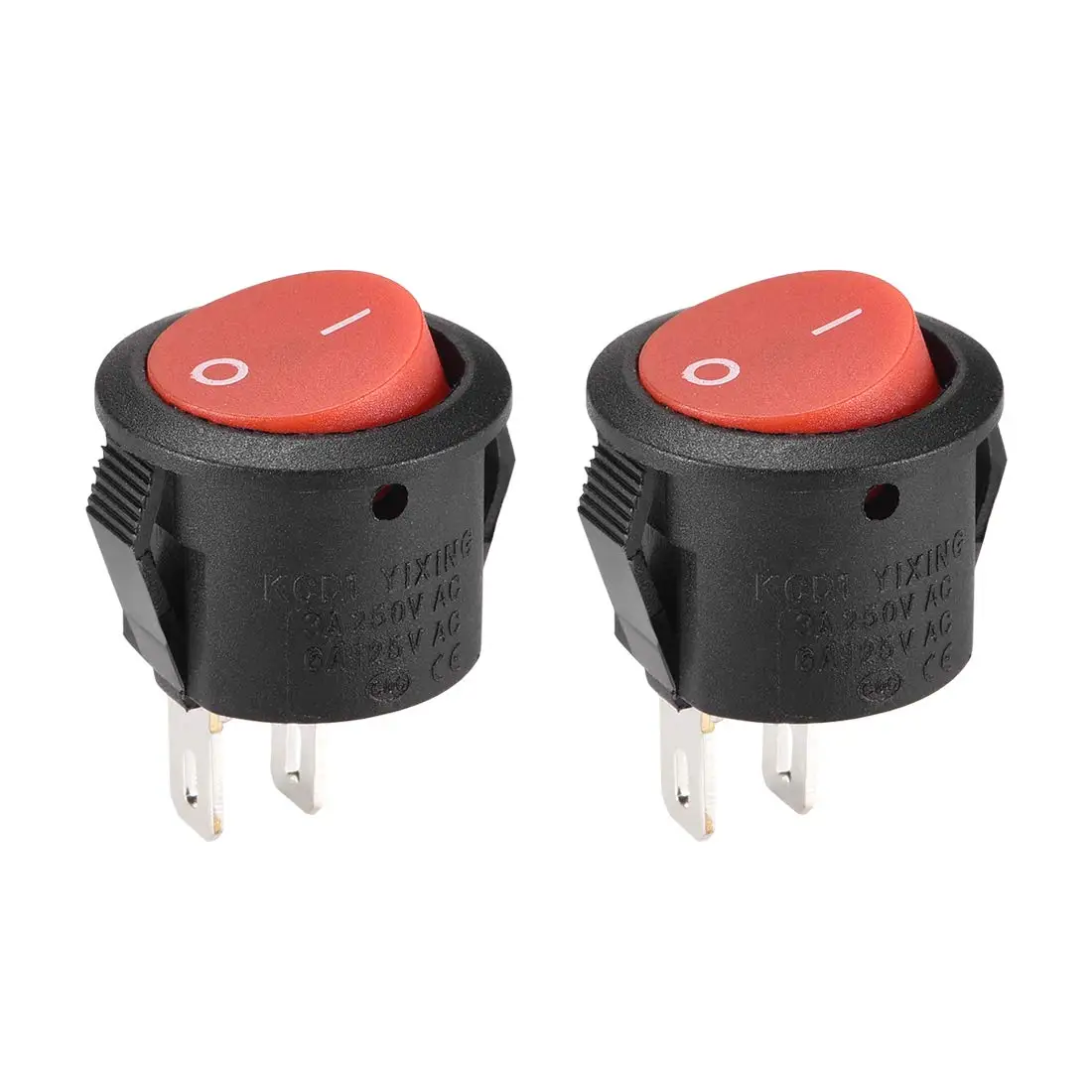 

Keszoox SPST Mini Boat Rocker Switch Round Toggle Switch Red for Boat Marine ON/Off AC250V/3A 125V/6A 2pcs