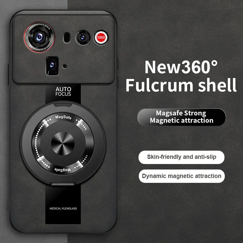 360° Rotating Magnetic Holder Sheepskin Leather Case