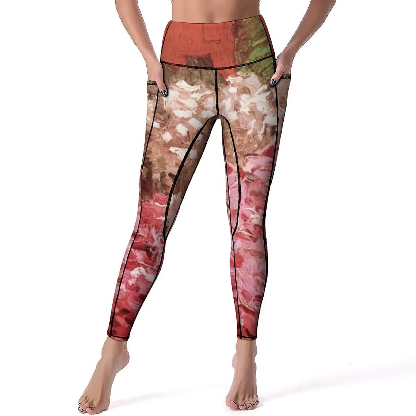 

Lilacs Vincent Leggings Pockets Van Gogh Graphic Yoga Pants High Waist Fitness Yoga Legging Elegant Stretchy Sport Pants