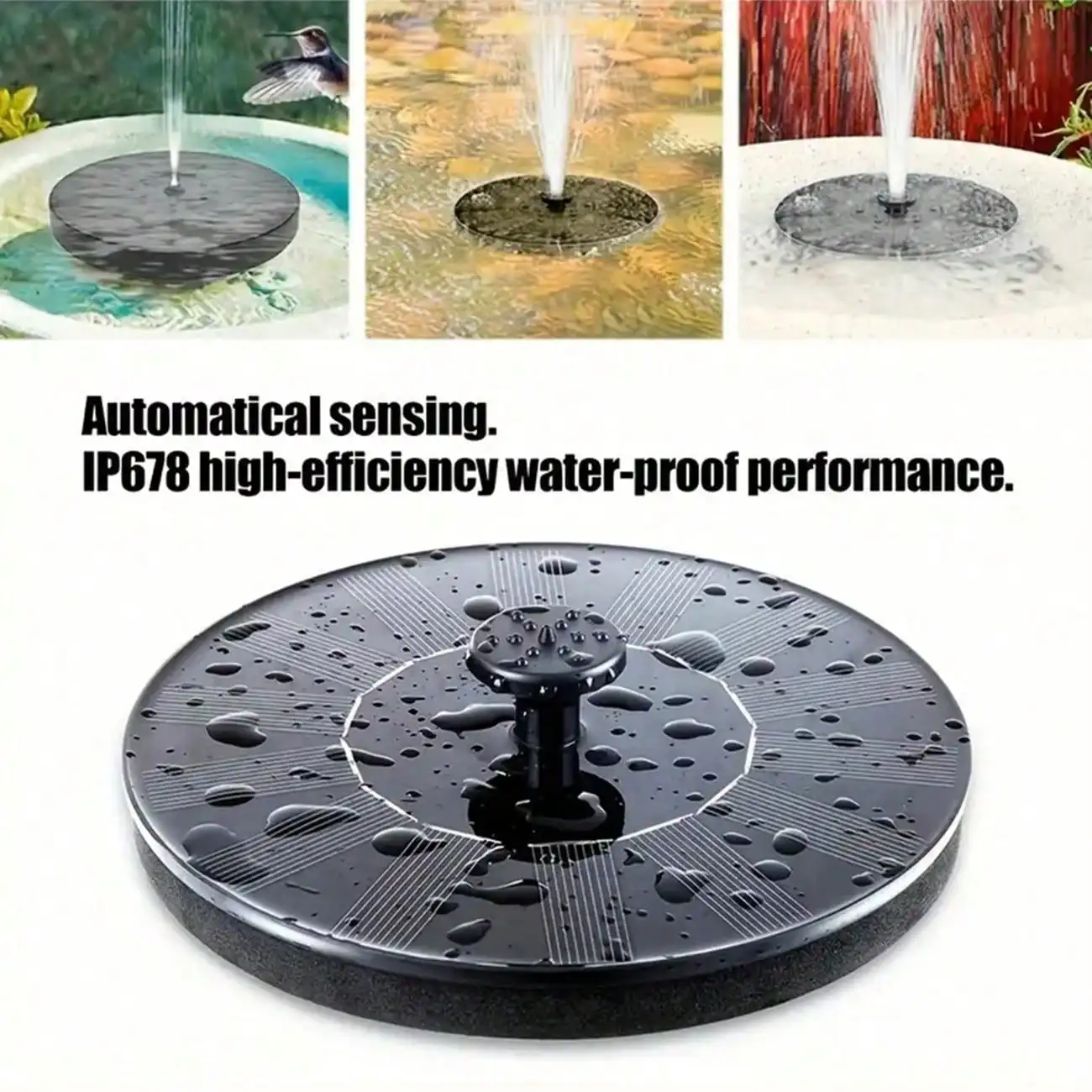 1pc Solar Powered Fountain, Outdoor Landscape Fountain Water Pump Suitable For Birds, Bees And Butterflies - Includes 2 Connecting Rods And 8 Nozzle Types, Wired Solar Powered, No Battery Required, Suitable For Garden 1