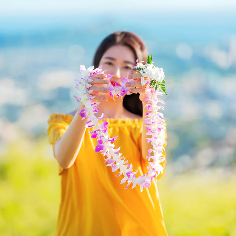 50pcs/lot Hawaii Party Leis Flower Wreath Garland Artificial Flowers Hawaiian Necklace Torpil Hawai Floral Farmhouse Decorations 3