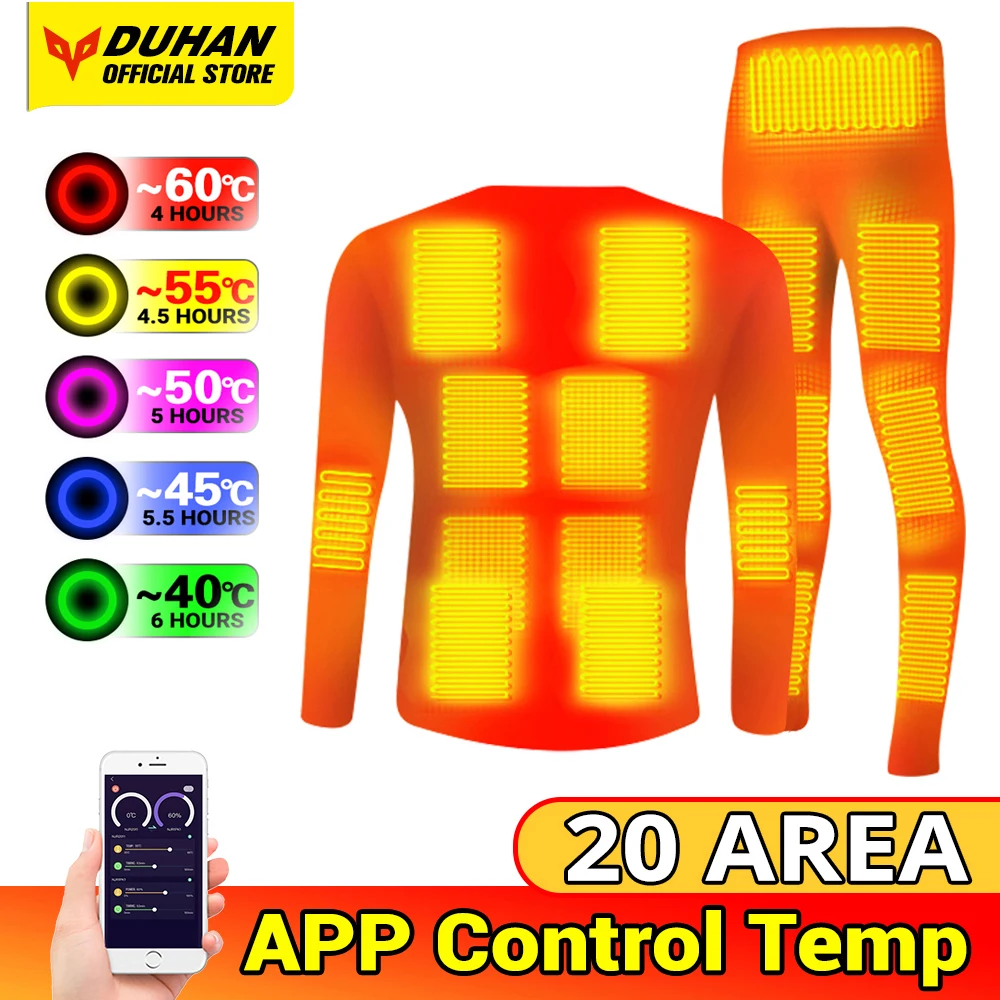 Electric Heated Fleece Lined Thermal Tops Pants Heated Underwear Smart Phone APP Control Temperature Motorcycle Jacket Suit motorcycle jacket motorcycle clothing