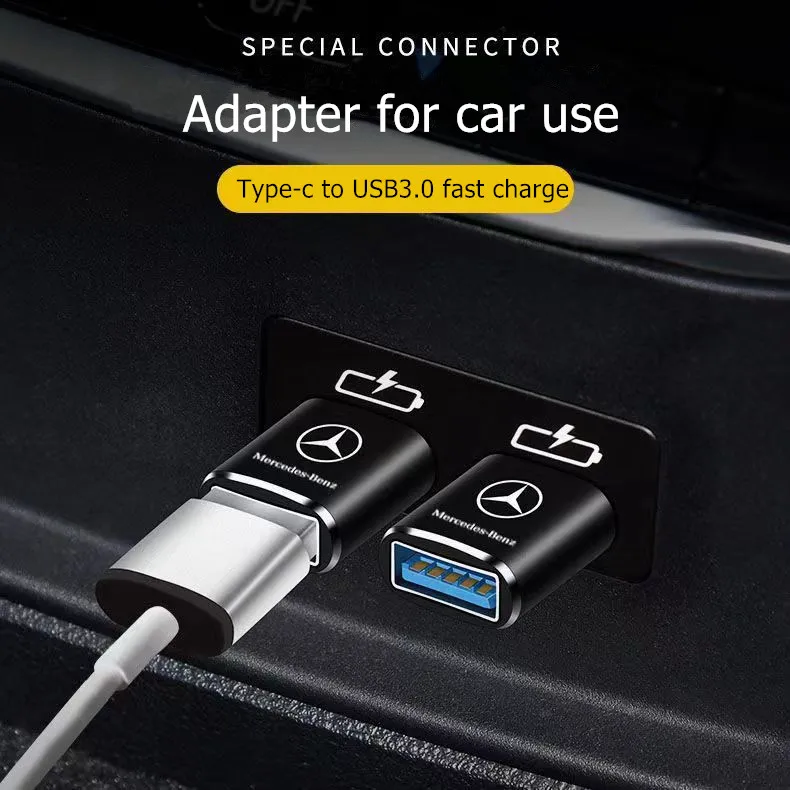 메르세데스 벤츠 A클래스 C200L GLC GLK CLA 차량용 타입-C to USB B/C/E/S 3.0 인터페이스 미니 컨버터 충전 어댑터