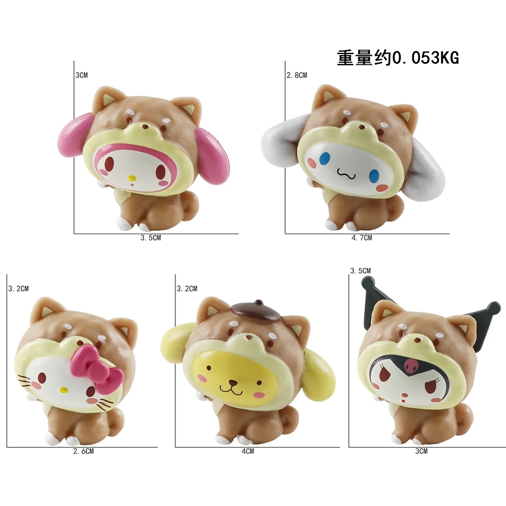 5/6pcs Sanrio Cinnamoroll 개 피규어 장난감 Kawaii 미니 그림 Kurumi 내 멜로디 인형 케이크 장식 장식 아이 크리스마스 선물