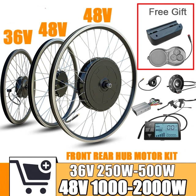 Kit de conversión de bicicleta eléctrica, 20-29 pulgadas, 700C, 36V, 250W,  48V, 1000W, 1500W, rueda