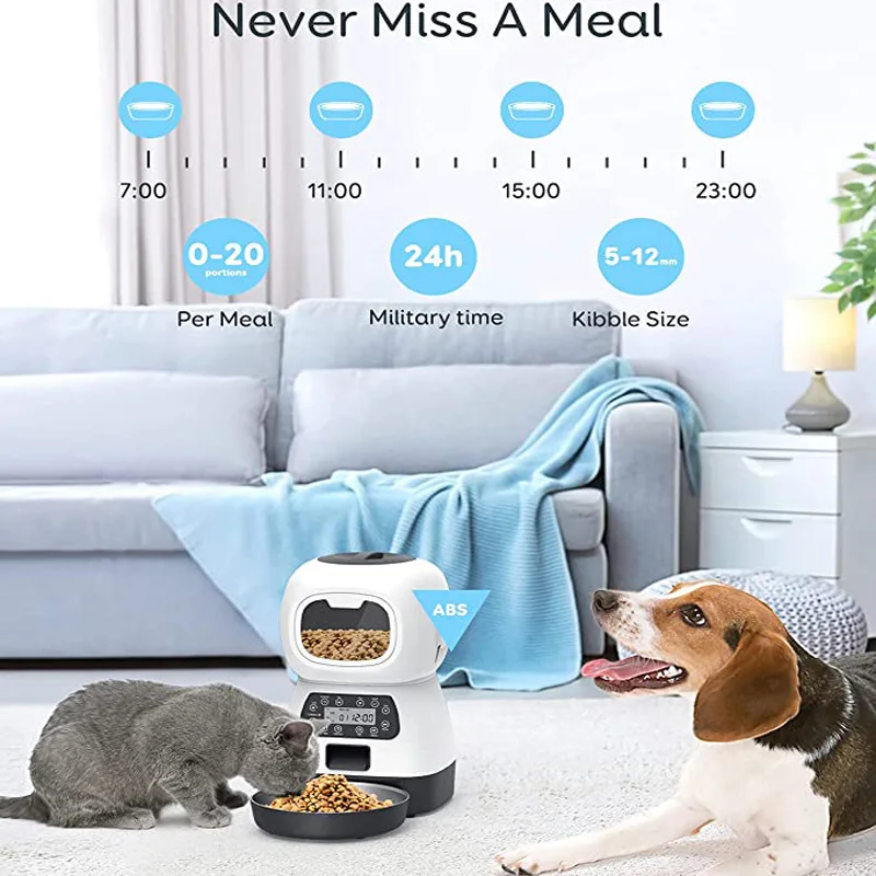 

3.5L Automatic Pet Dog Cat Feeder Smart Food Dispenser For Cats Dogs Timer Stainles Steel Feeding Bowl Auto Pet Feeding Supplies