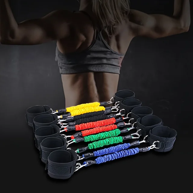 4pc Leg Bouncing Tension Rope Puller Taekwondo Training Belt Ankle Elastic Rope Side Training Tension Belt Resistance Rope