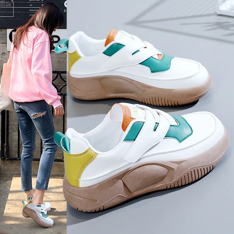 

Versatile Little White Shoes for Women 2024 Spring New Popular Thick Sole Velcro Board Shoes Fashion Casual Women's Shoes