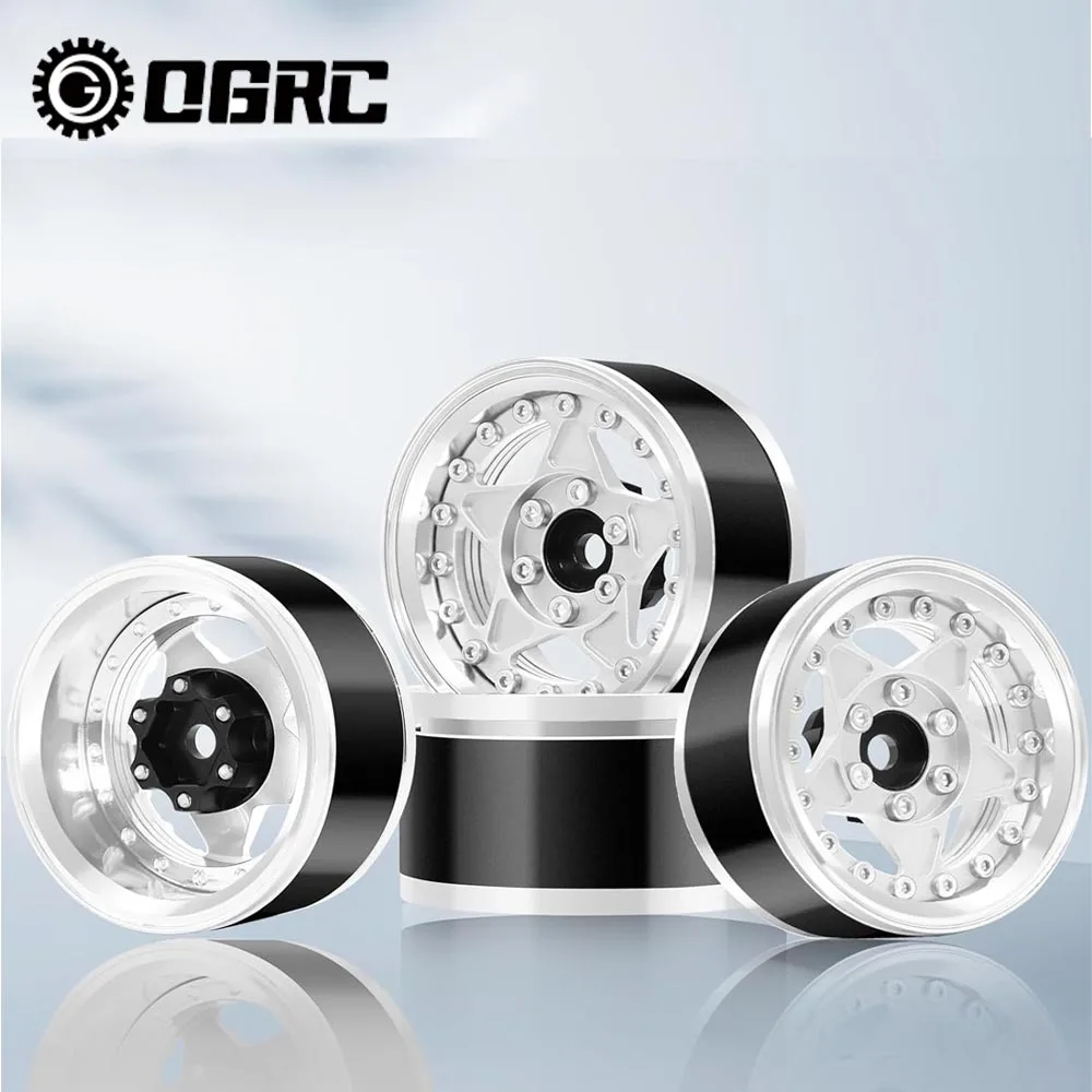 

OGRC 1.9 Beadlock Wheels Adjustable Offset RC Wheel Rims for 1/10 TRX4 TRX6 SCX10 GEN7 GEN8 D90 Crawler Car (Silver)