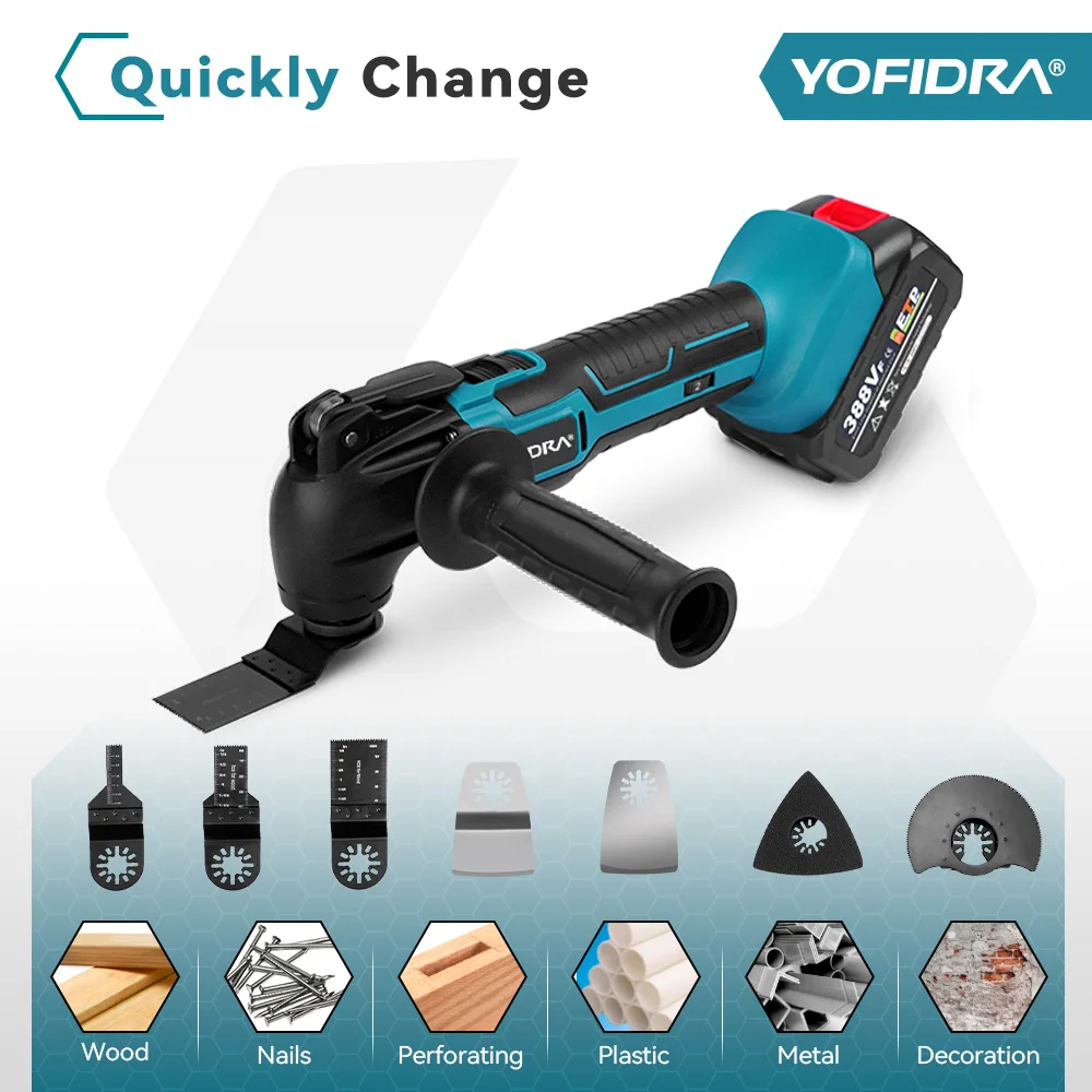 Yofidra Oscillating Multifunction Tool 6 Gears Variable Cordless Woodworking Trimmer Cutting Tools For Makita 18v Battery 3