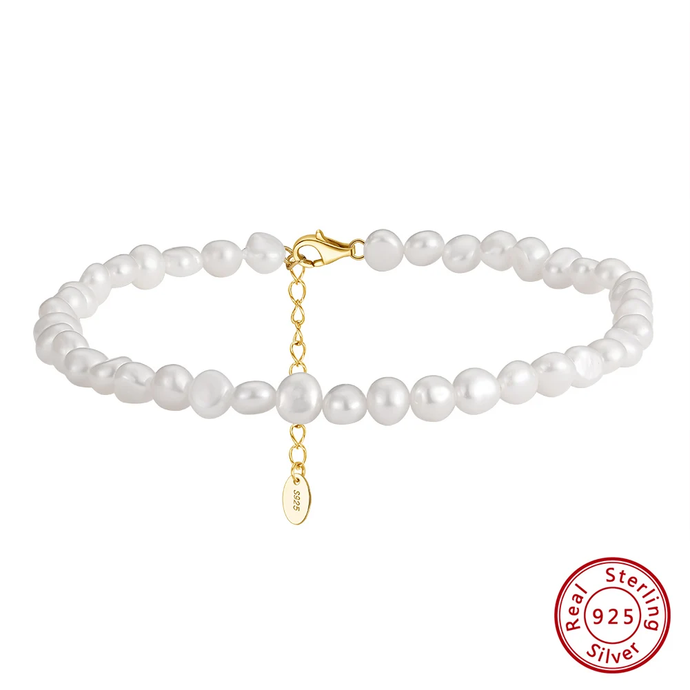 14K Gold Natural Baroque Pearl Anklets 925 Sterling Silver Pearl Foot Bracelet Ankle for Women ORSA JEWELS SA39