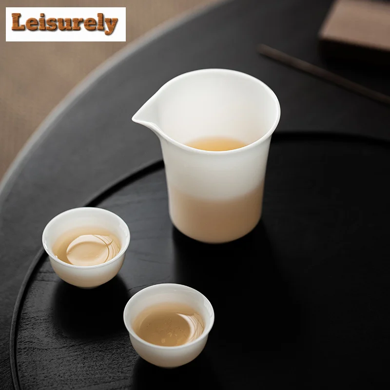 200ml Ice Seed Jade Porcelain Tea Pitcher Handmade Chinese White  Cha Hai Justice Cup White Tea Drinkware Decoration Supplies