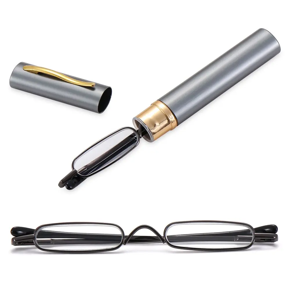 Elegant Reading Glasses Metal Frame Ultra-thin Men Women Reading Glasses Portable Mini Reading Presbyopia Eyeglasses with Box