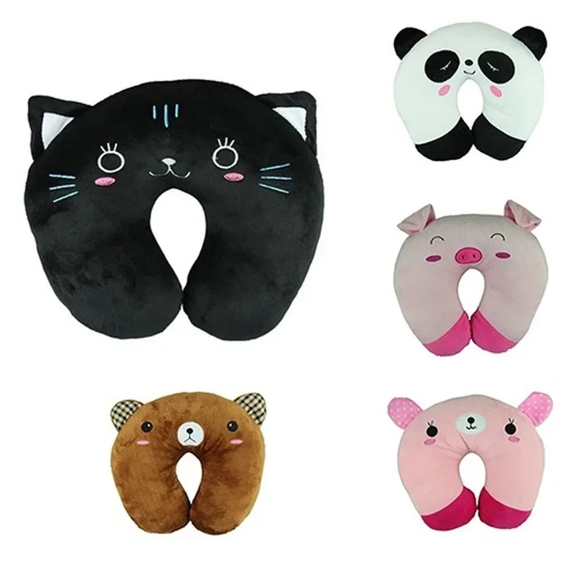 Creativo carino animale Panda gatto orso peluche cuscino a forma di U cervicale collo della colonna vertebrale viaggio portatile Home Office per i bambini adorabili