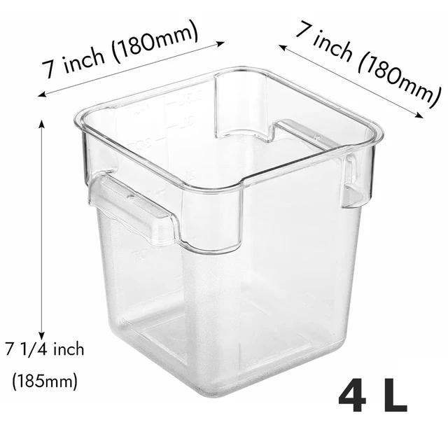 Clear 8. Qt. Square Plastic Container -- 6 per case