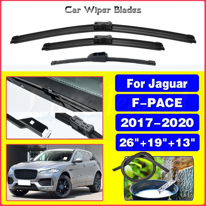 

For Jaguar F-PACE 2017 2018 2019 2020 Car Front Rear Wiper Blades Soft Rubber Windscreen Wipers Auto Windshield 26"+19"+13"