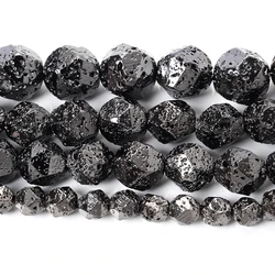 Faceted Colorful Tourmaline Stone Beads for Jewelry Making and Accessories (Plating black lava)