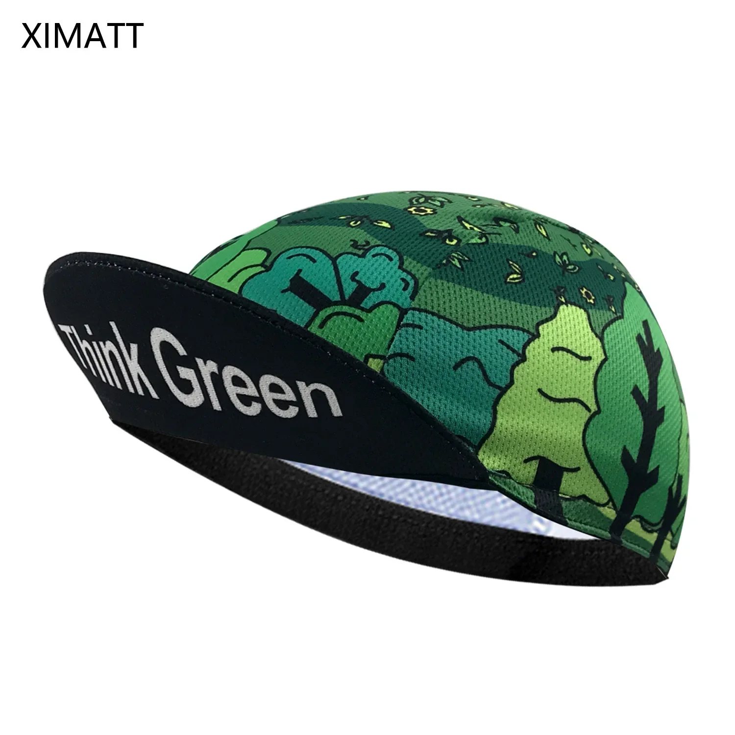 Classic Retro Green Forest Print Cycling Cap Children's Sport Hat Cross-Border DIY Supportable Direct Sale from Mainland China