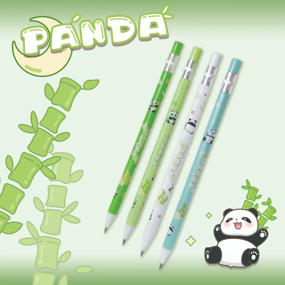 Activity Pencil Cartoon Panda Bamboo 2.0 Fully Automatic Pencil Coarse Lead with Pencil Sharpener Student Award Gift Pen 5