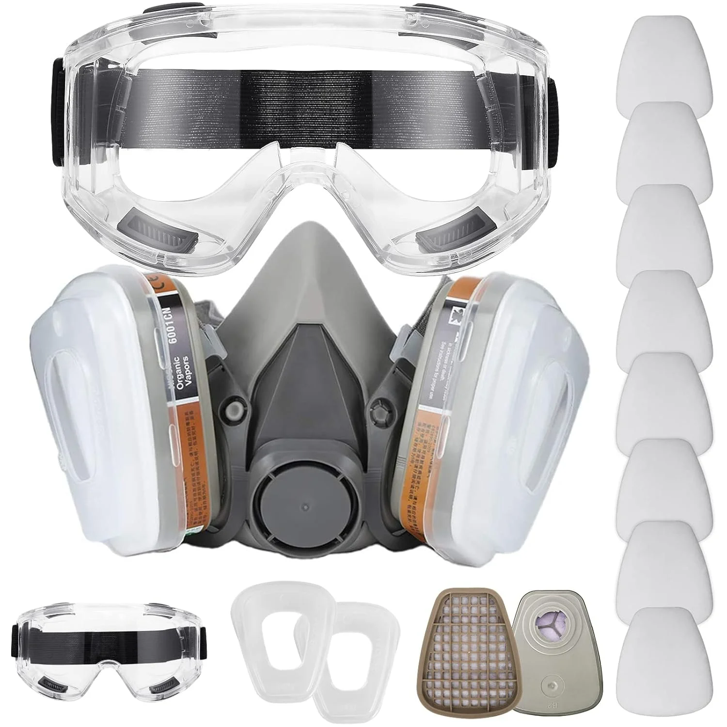 Reusable Face Cover Set for Gas, Painting, Dust with Glasses and Filter Cotton-for DIY Work and Machine Polis