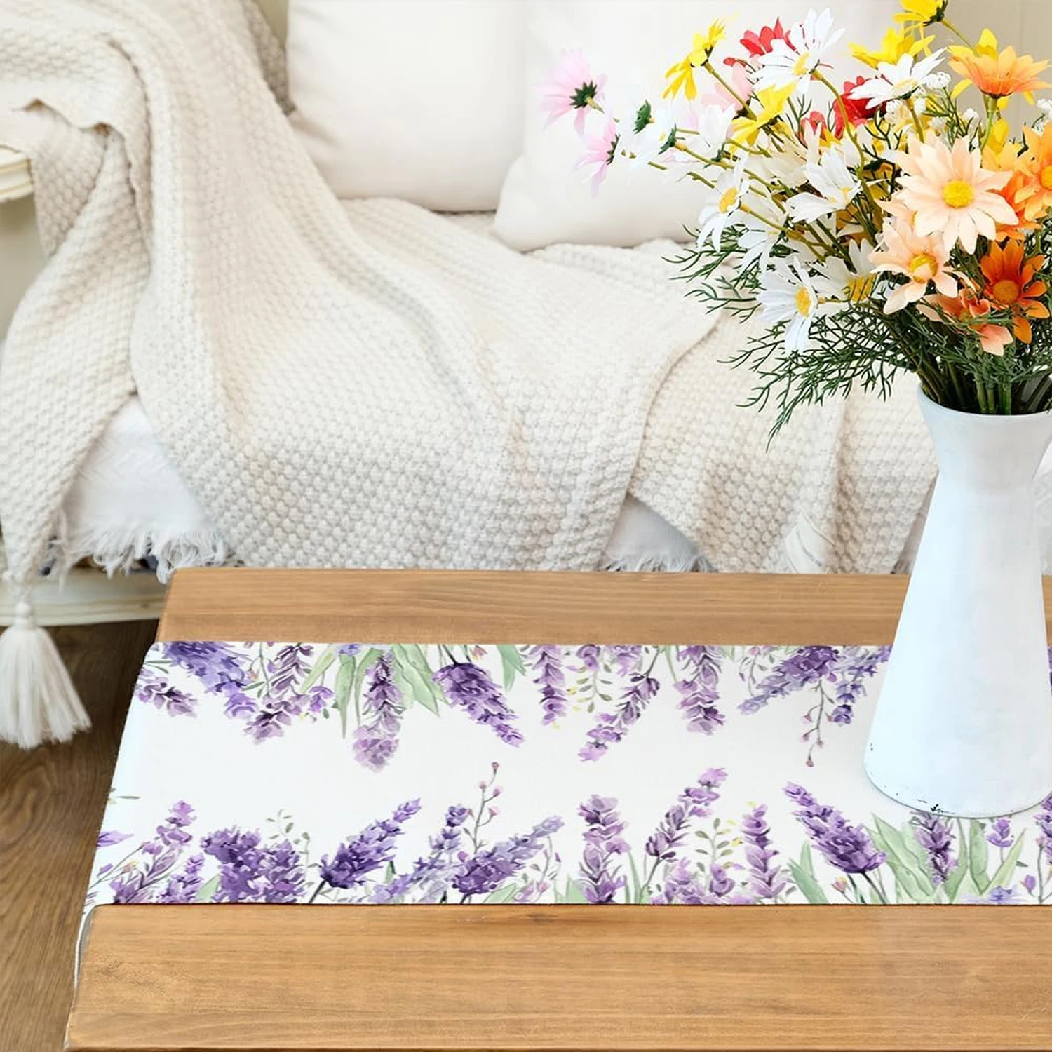 Table runner 1pc 35x185cm Floral Decorative Rustic Farmhouse Table Decoration for Kitchen Dinning Outdoor Dinner Party Decor