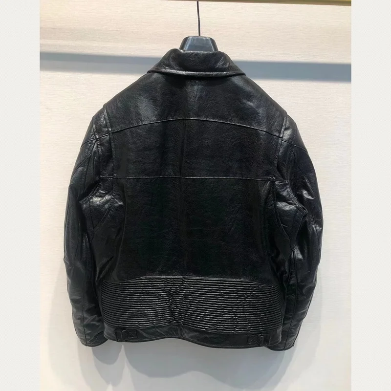 

Cow Mens Coat 100% Leather Flight suit jacket Men Jacket Natural Leather High-Quality Coat H1011