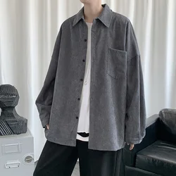Men's Vintage Loose - Fit Corduroy Shirt - New Trend 2023 - XXXL (Dark gray)