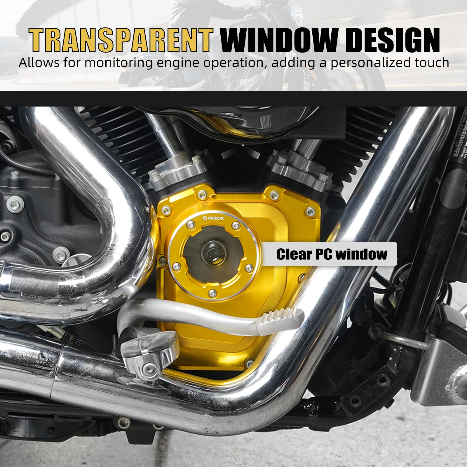 NICECNC Für Harley Dyna Super Glide Custom /FXD Street Bob Fat Bob Low Rider Wide Glide 2001-2017 Transparente Nockenwellenabdeckung – Detail 12