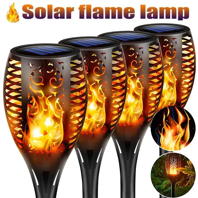 4/2/1Pcs Solar Flame Lights Torch Flickering Light Waterproof Garden Decoration Outdoor Lawn Tiki Led Path Yard Patio Floor Lamp 1