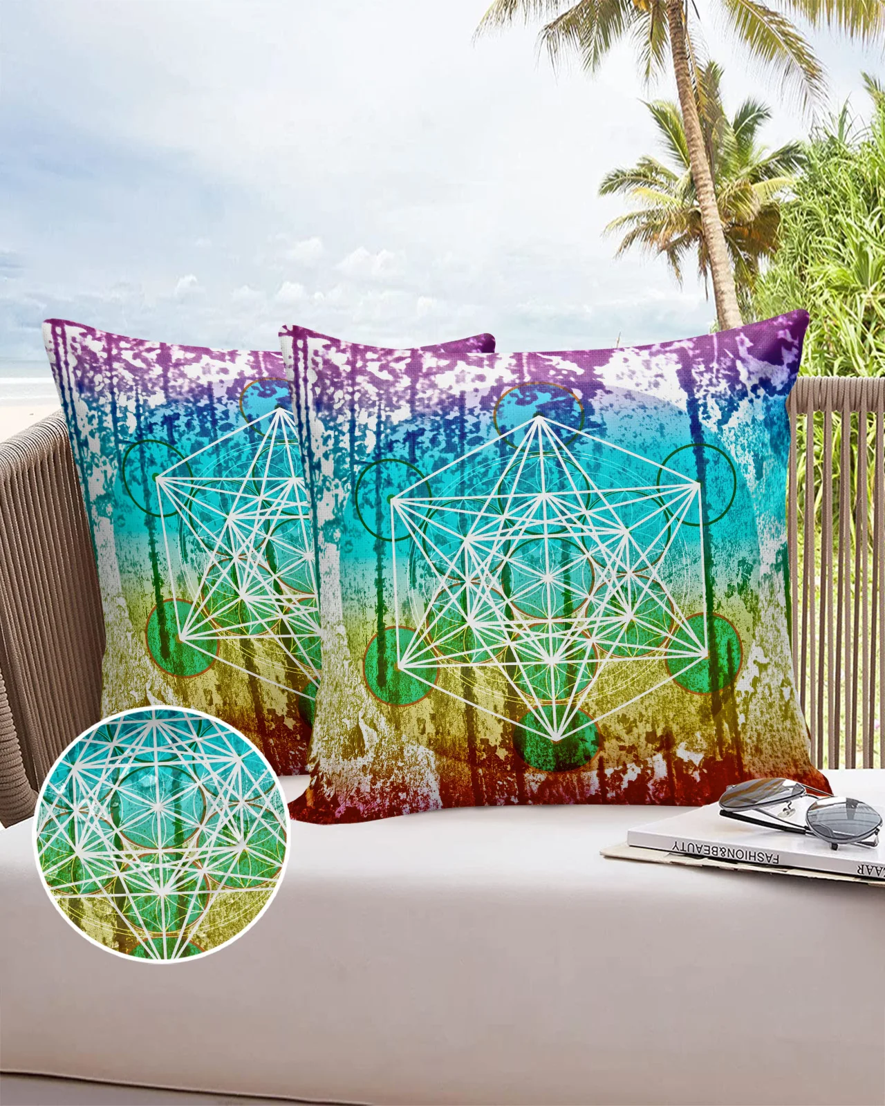 

2/4pcs The Flower Of Life Waterproof Pillowcase Home Sofa Office Cushion Covers Home Decor Comfortable Pillow Cover