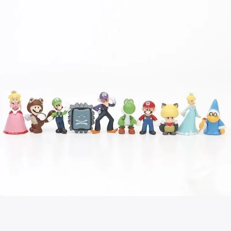 48pcs/set Super Mario Bros PVC Action Figure Toys Dolls Model Set Luigi Yoshi Donkey Kong Mushroom for kids birthday gifts