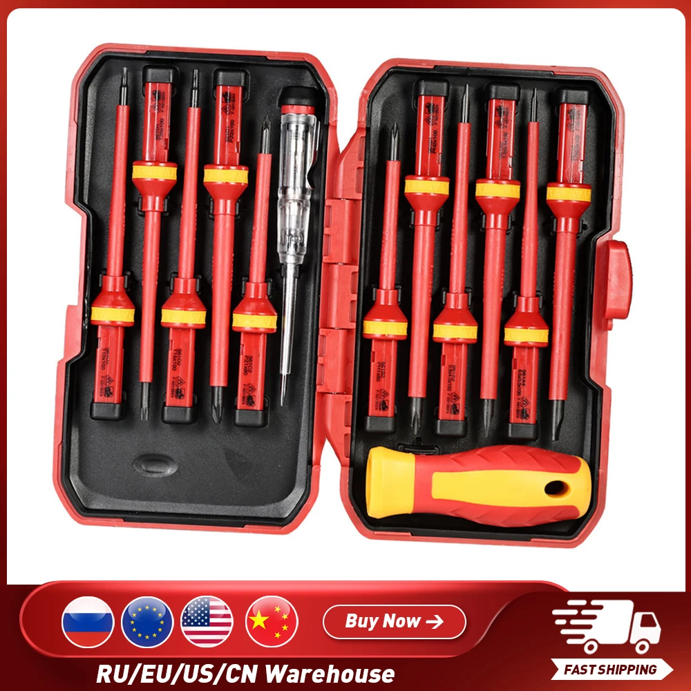 13pcs 1000v Changeable Insulated Screwdrivers Set With Slotted