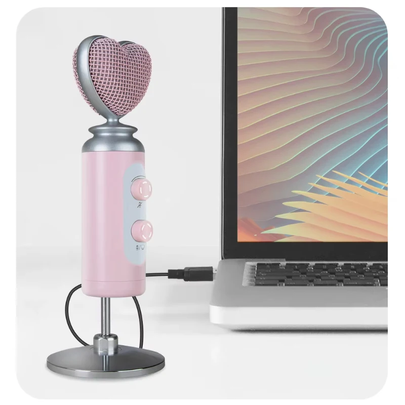 Professional USB-C Noise Reduction Condenser Microphone For Mobile Phone PC Computer Live Streaming Pink