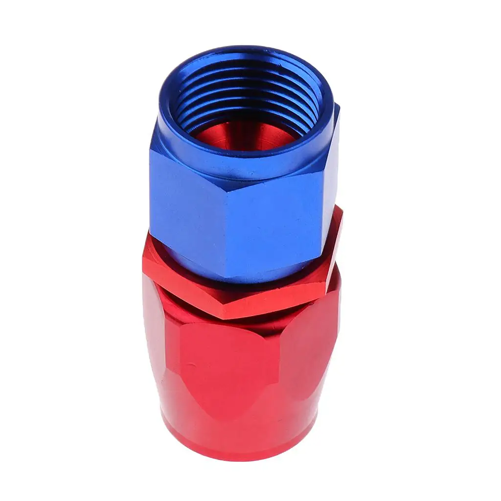 Aluminum Straight Swivel Fuel Oil Gas Line Hose End Fitting Adaptor Blue+Red