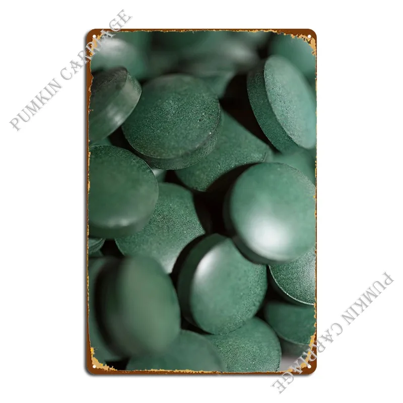 Spirulina Platensis Pills Metal Plaque Party Cinema Cinema Design Party Plates Tin Sign Poster