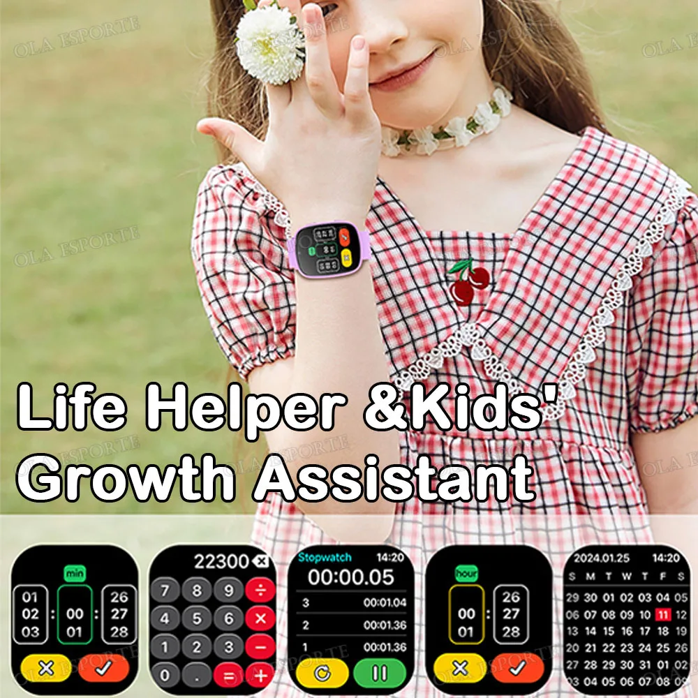 Smartwatch per bambini con schermo HD da 1,56'', fotocamera, 22 giochi interessanti, monitoraggio del sonno, sveglia, calcolatrice, orologio per bambini, idea regalo. - immagine 4
