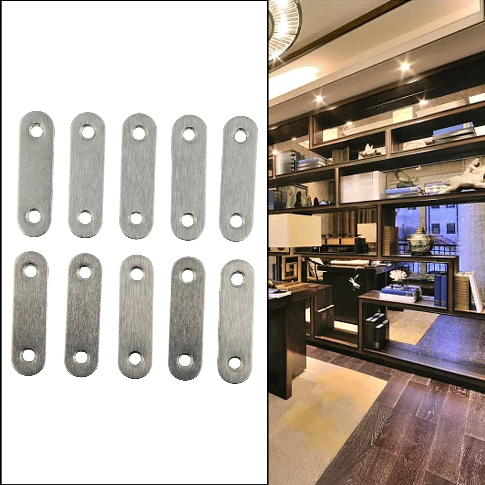 Stainless Steel Flat Straight Brace Bracket Mending Repairing Plate Fixing Connection Plate For Furniture Repairing 10Pcs bed frame hardware bed stabilizer bracket
