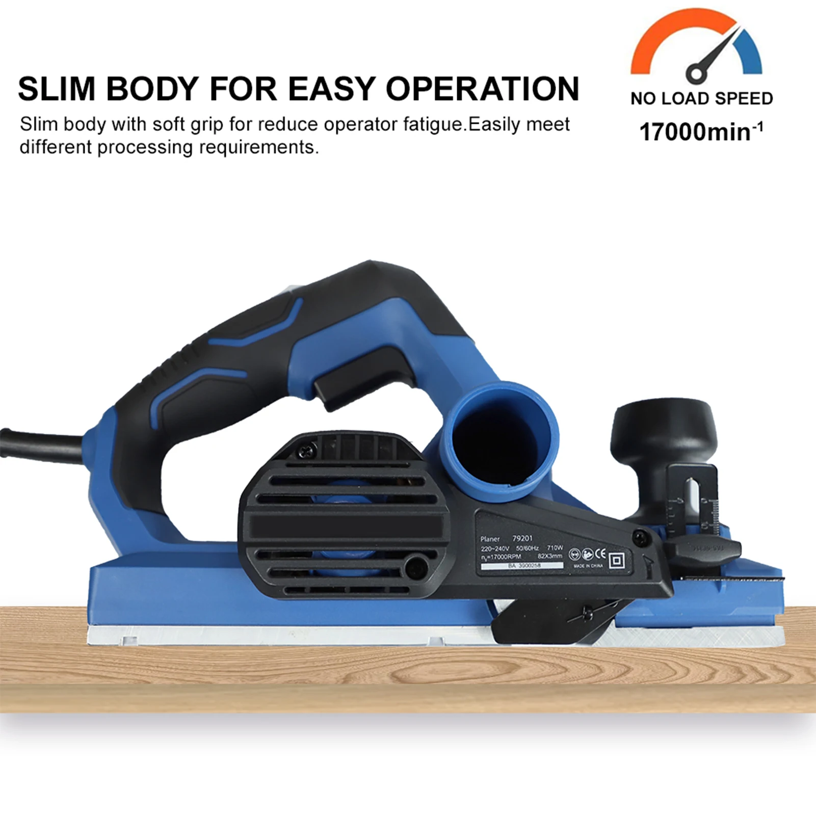 Geevorks 17000RPM Rechargeable Electric Planer 710W 3-1/4 Inch Handheld Wood Cutting Machine Tool Carpenter with Wrench 3
