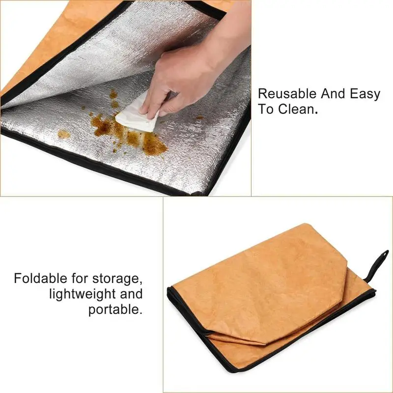 BBQ Resting Blanket Reusable Insulation Steak Blanket High Capacity Reusable Snack Preparation Pouch Foldable Zipper For Hiking