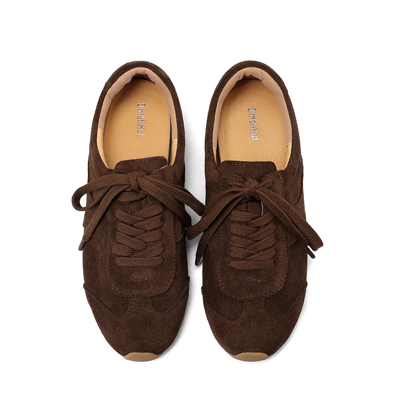 SmallHut New Trend Patchwork Sneakers Nature Cow Suede 2026 Spring Women Lace Up Purple Red Brown Chocolate Mixed Colors Shoes