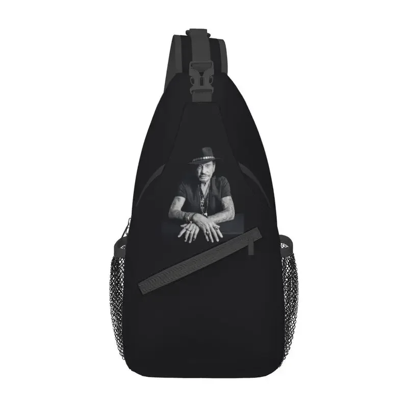 

Music Singer Johnny Hallyday Sling Bags Men Fashion French Rock Shoulder Chest Crossbody Backpack Cycling Camping Daypack