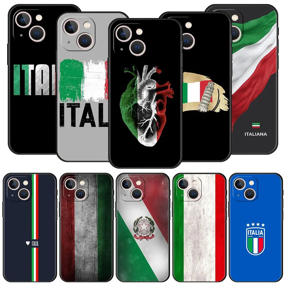 Italian Flag Luxury Silicone Phone Case - Black Protective Cover