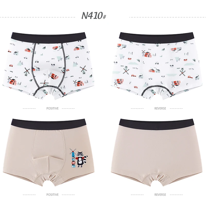 Boys Underwear 4 Pcs Children's Underwear Cartoon Cat Shorts Soft Cotton Underpants 4-16T