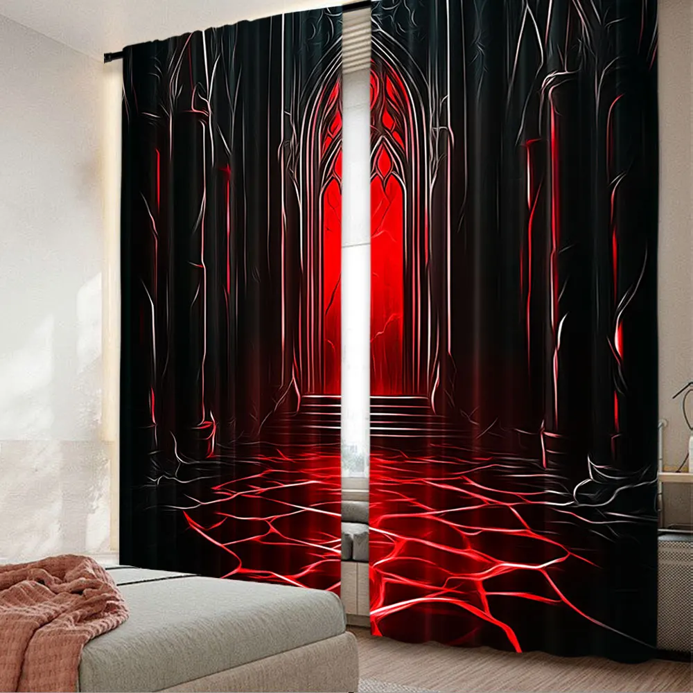 Tende Oscuranti 2 Pannelli Con Torre Eiffel – 106x114 Cm, Termiche, Con Tasca Asta, Per Camera Da Letto E Soggiorno, Nero/rosso